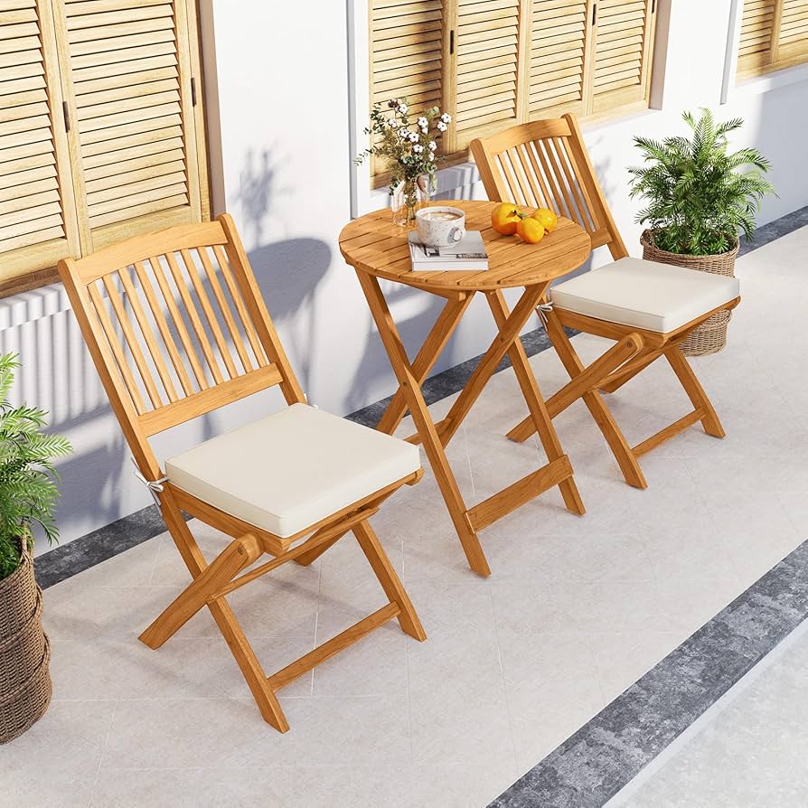 Amazon.com: Tangkula 3 Pieces Acacia Wood Patio Folding